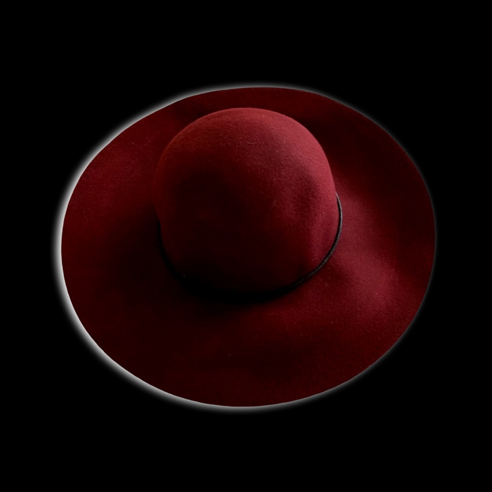 Wool Classic Wide Brimmed Burgundy Ox Blood Hat - Picture 4 of 5